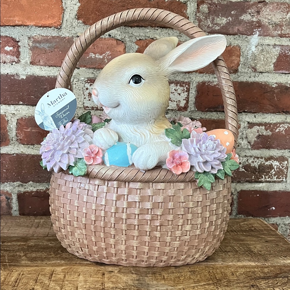Martha Stewart Pastel Bunny Basket - Brown and Cream